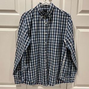 J. Crew Blue & White Check Button-Down Oxford Shirt